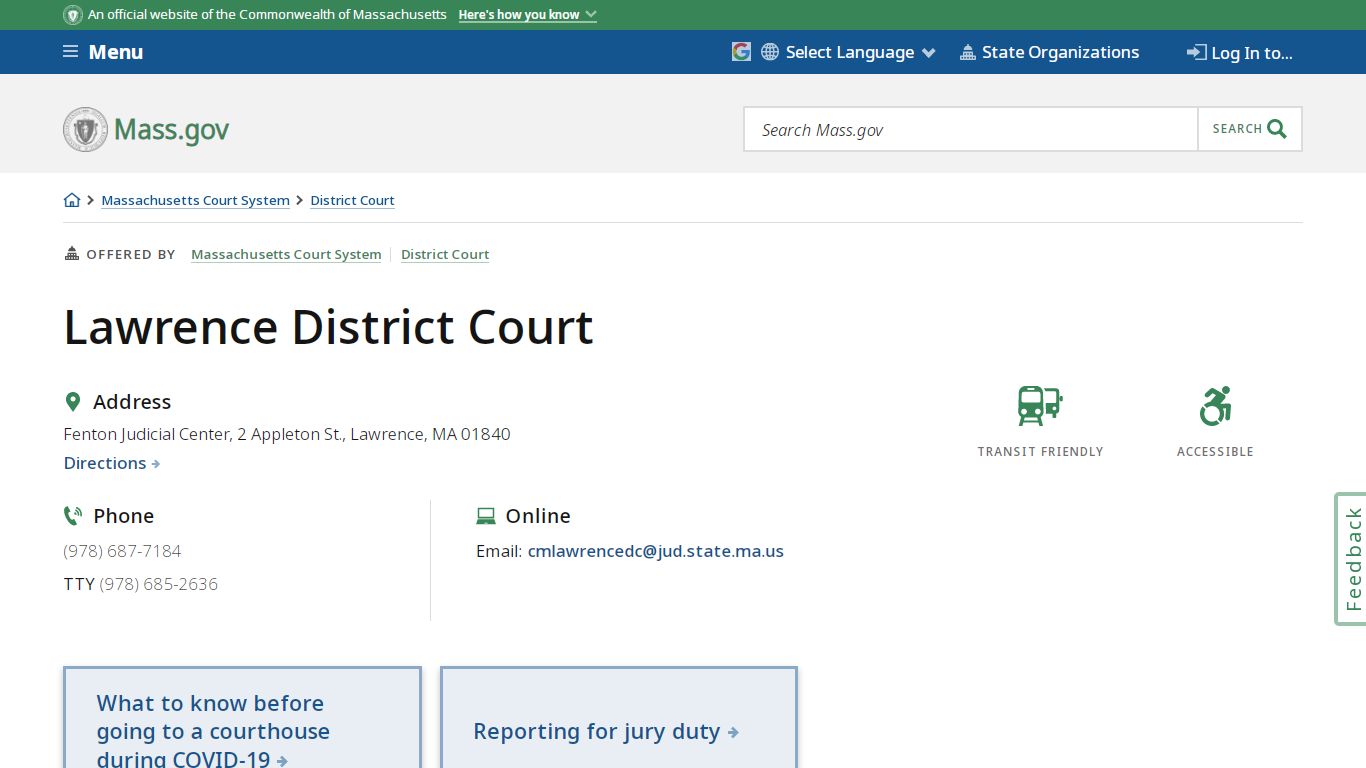Lawrence District Court | Mass.gov